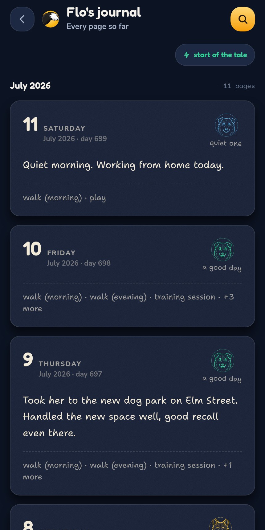 Flo's journal — every day in warm ink